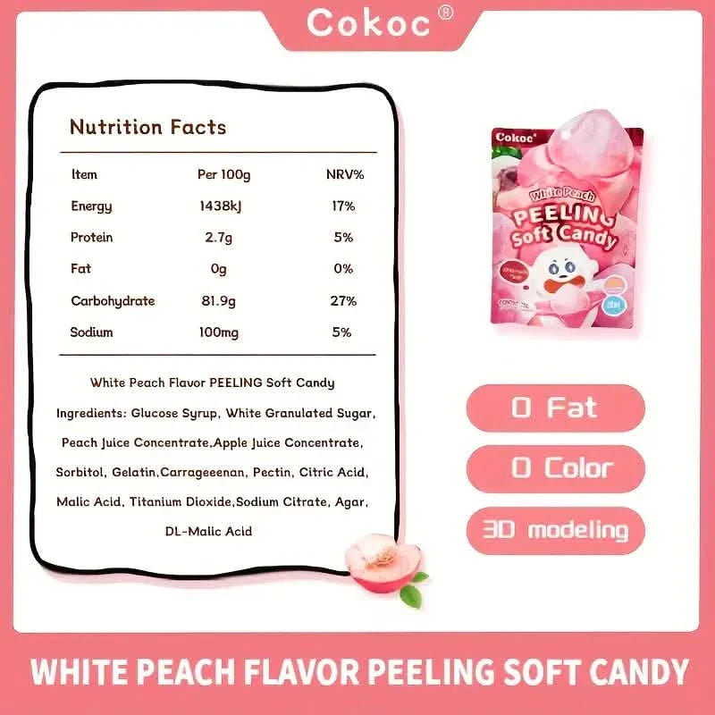 Lots de 5 : bonbons gélifiés amusants pelés – styles mélangés, saveurs différentes, sachets refermables