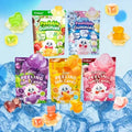 Lots de 5 : bonbons gélifiés amusants pelés – styles mélangés, saveurs différentes, sachets refermables