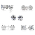 Ensemble de 5 paires : Puces d'oreille en argent sterling et cristal fabriquées avec des éléments Swarovski
