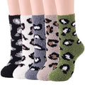 Lot de 5 paires : Chaussettes floues pour femmes, chaussettes pantoufles d'hiver
