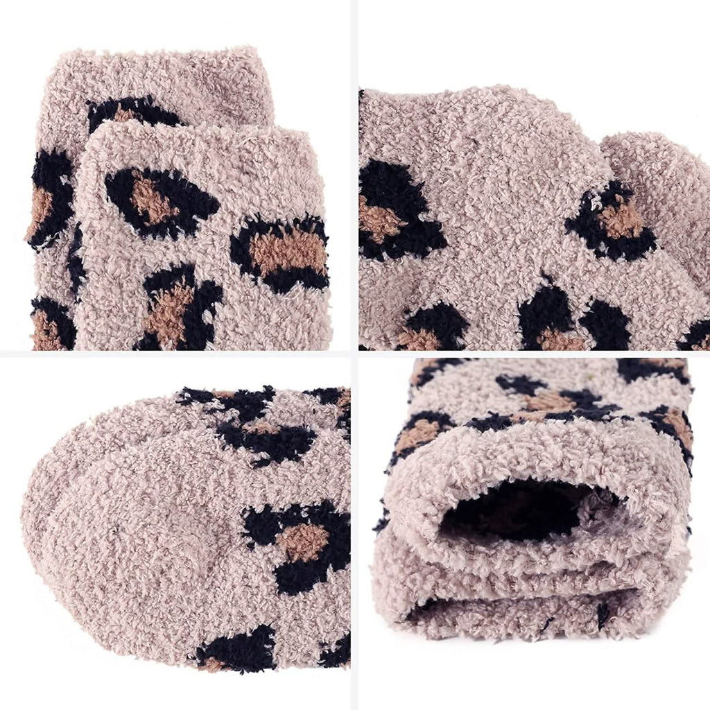 Lot de 5 paires : Chaussettes floues pour femmes, chaussettes pantoufles d'hiver