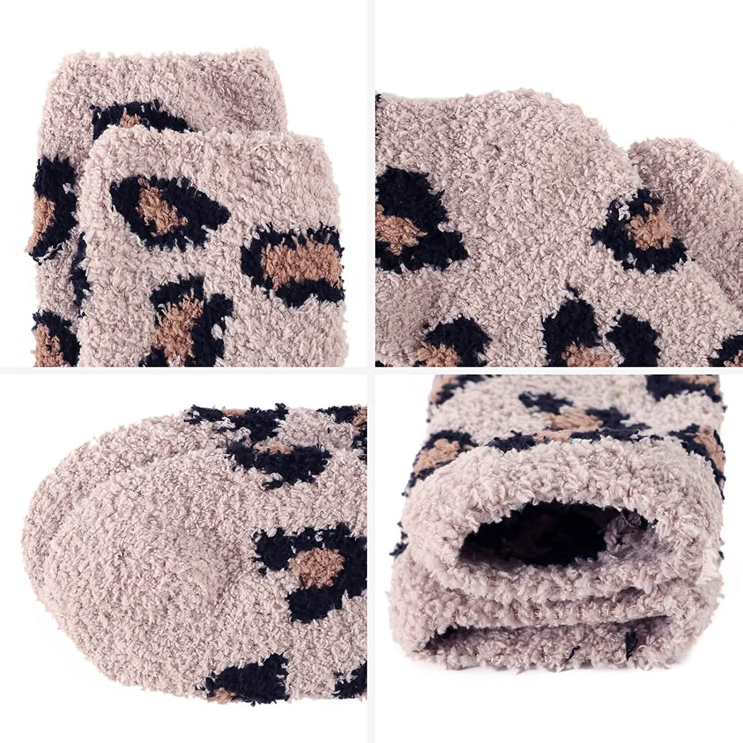 Lot de 5 paires : Chaussettes floues pour femmes, chaussettes pantoufles d'hiver
