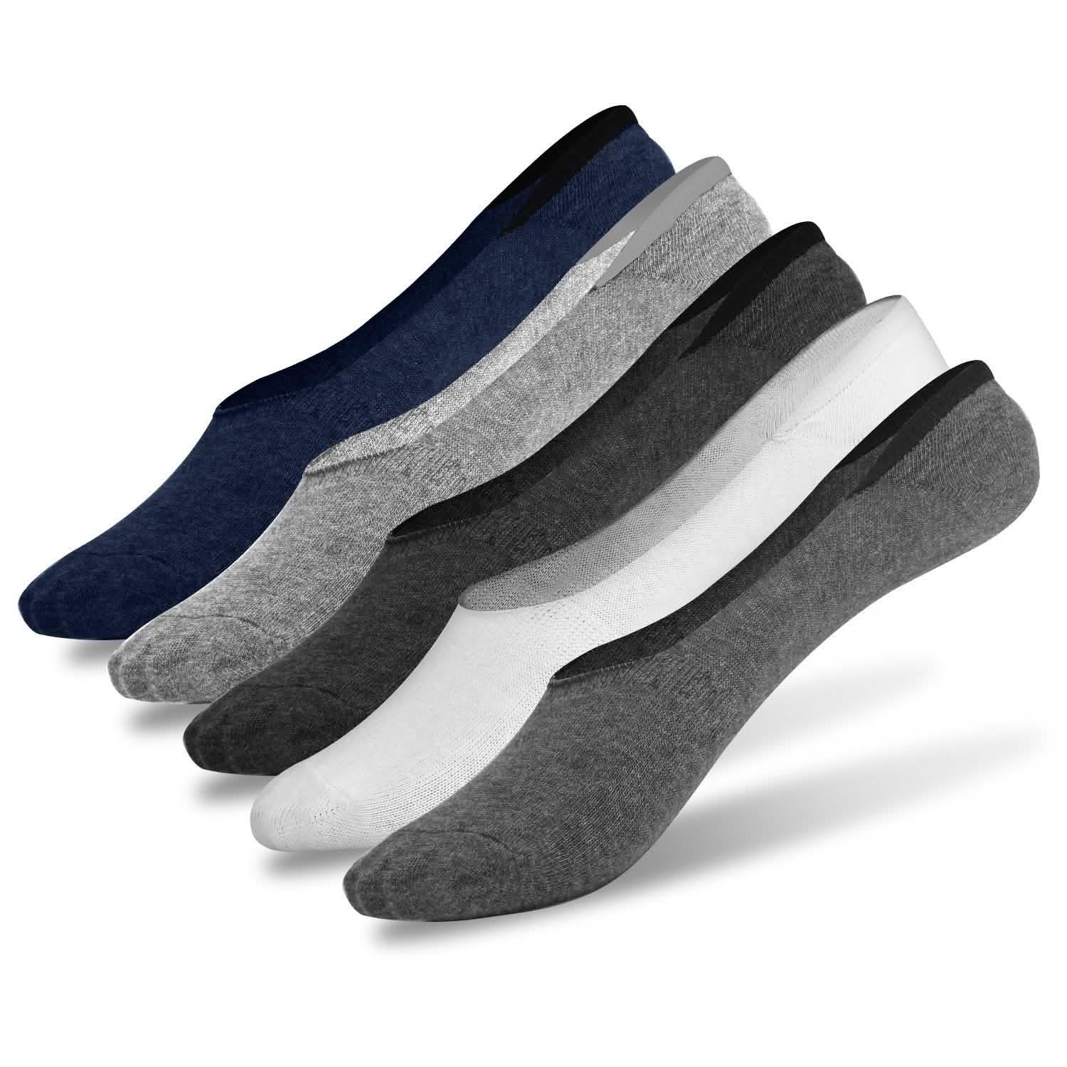 Lot de 5 paires : Chaussettes bateau respirantes invisibles antidérapantes