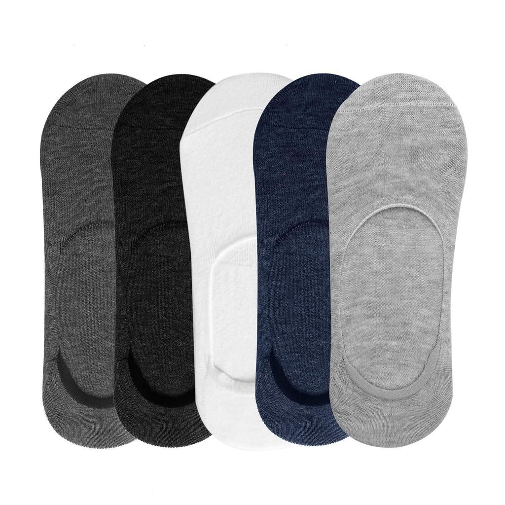 Lot de 5 paires : Chaussettes bateau respirantes invisibles antidérapantes