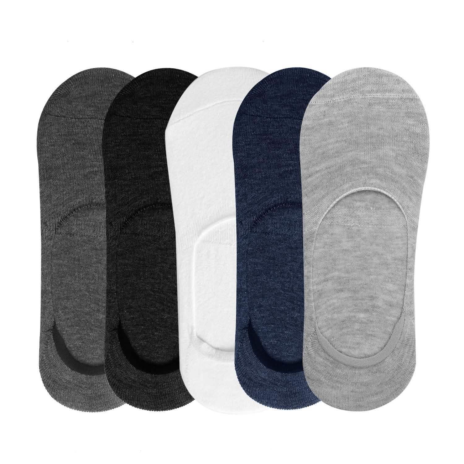 Lot de 5 paires : Chaussettes bateau respirantes invisibles antidérapantes