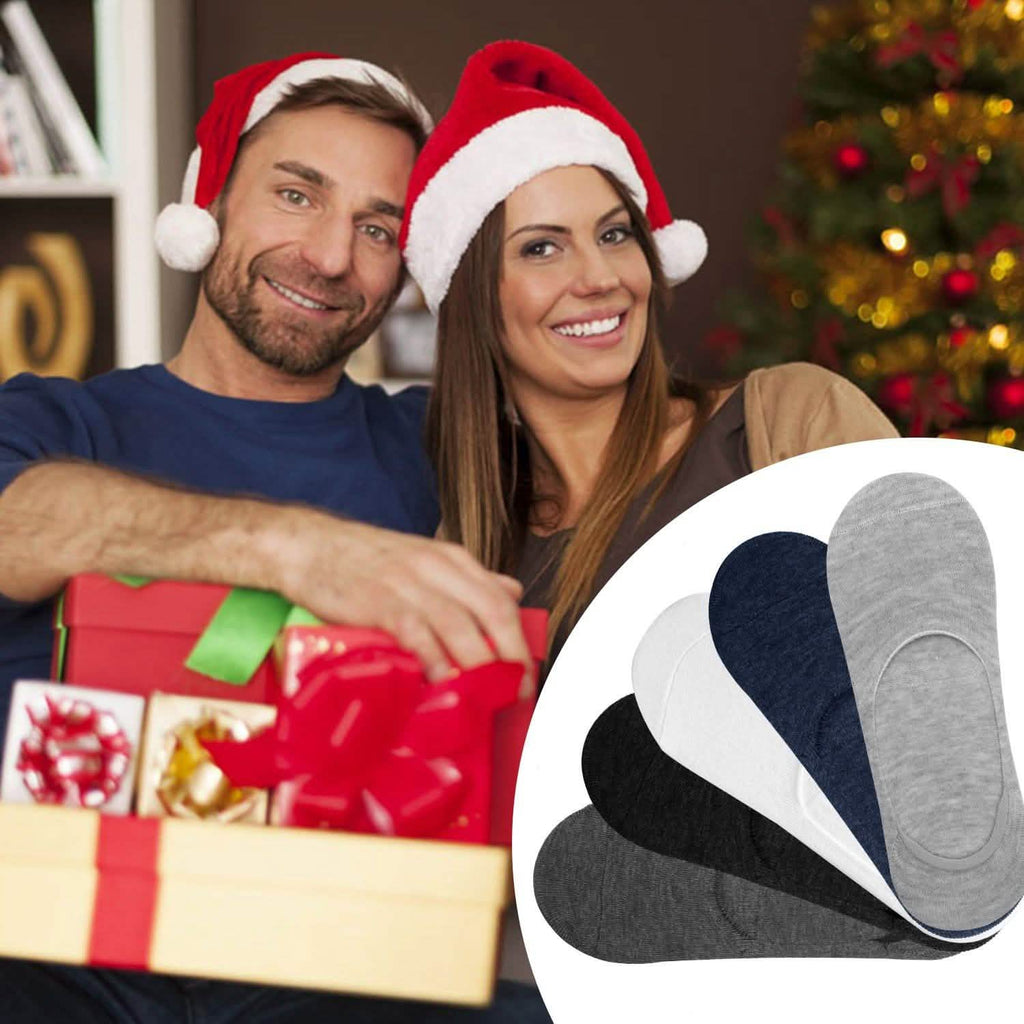 Lot de 5 paires : Chaussettes bateau respirantes invisibles antidérapantes