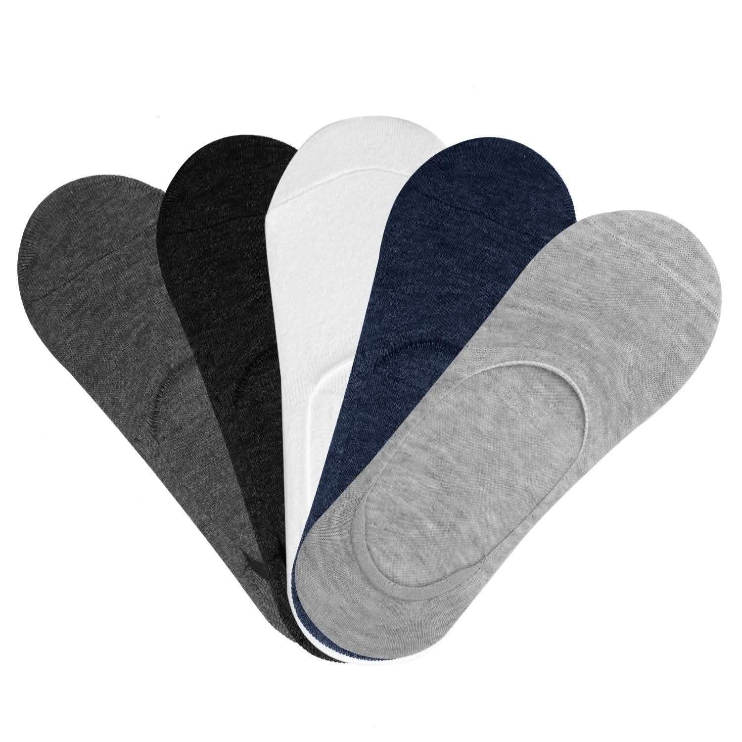 Lot de 5 paires : Chaussettes bateau respirantes invisibles antidérapantes