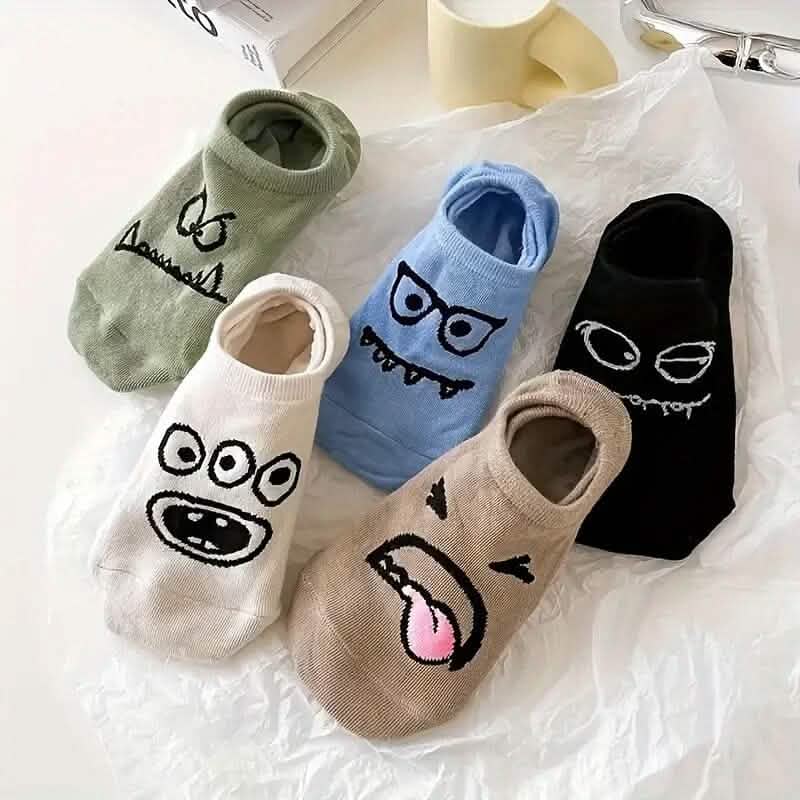 Lot de 5 paires : chaussettes courtes à motif dessin animé