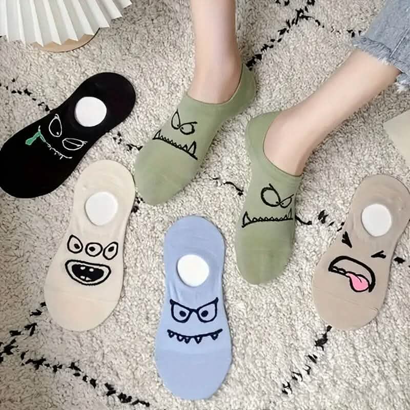 Lot de 5 paires : chaussettes courtes à motif dessin animé