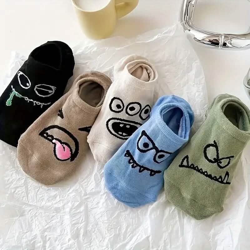 Lot de 5 paires : chaussettes courtes à motif dessin animé