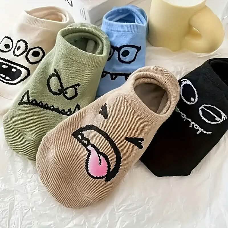 Lot de 5 paires : chaussettes courtes à motif dessin animé