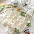 5 paires : Chaussettes rétro à motifs floraux