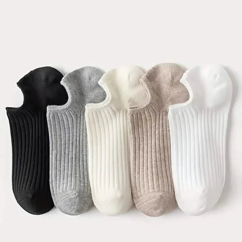 5 paires : chaussettes invisibles pour femmes, couleurs unies élégantes