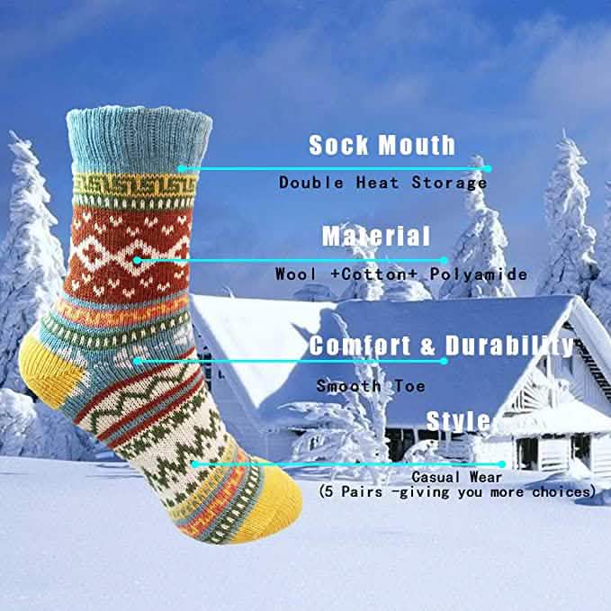 Lot de 5 paires : Chaussettes d'hiver pour femme