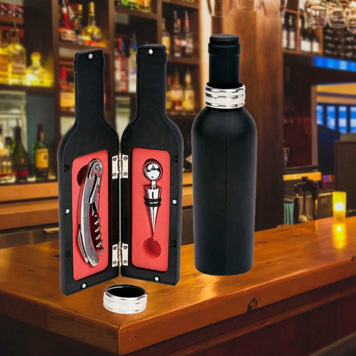 Ensemble de 5 pièces : Kit de sommelier en forme de bouteille