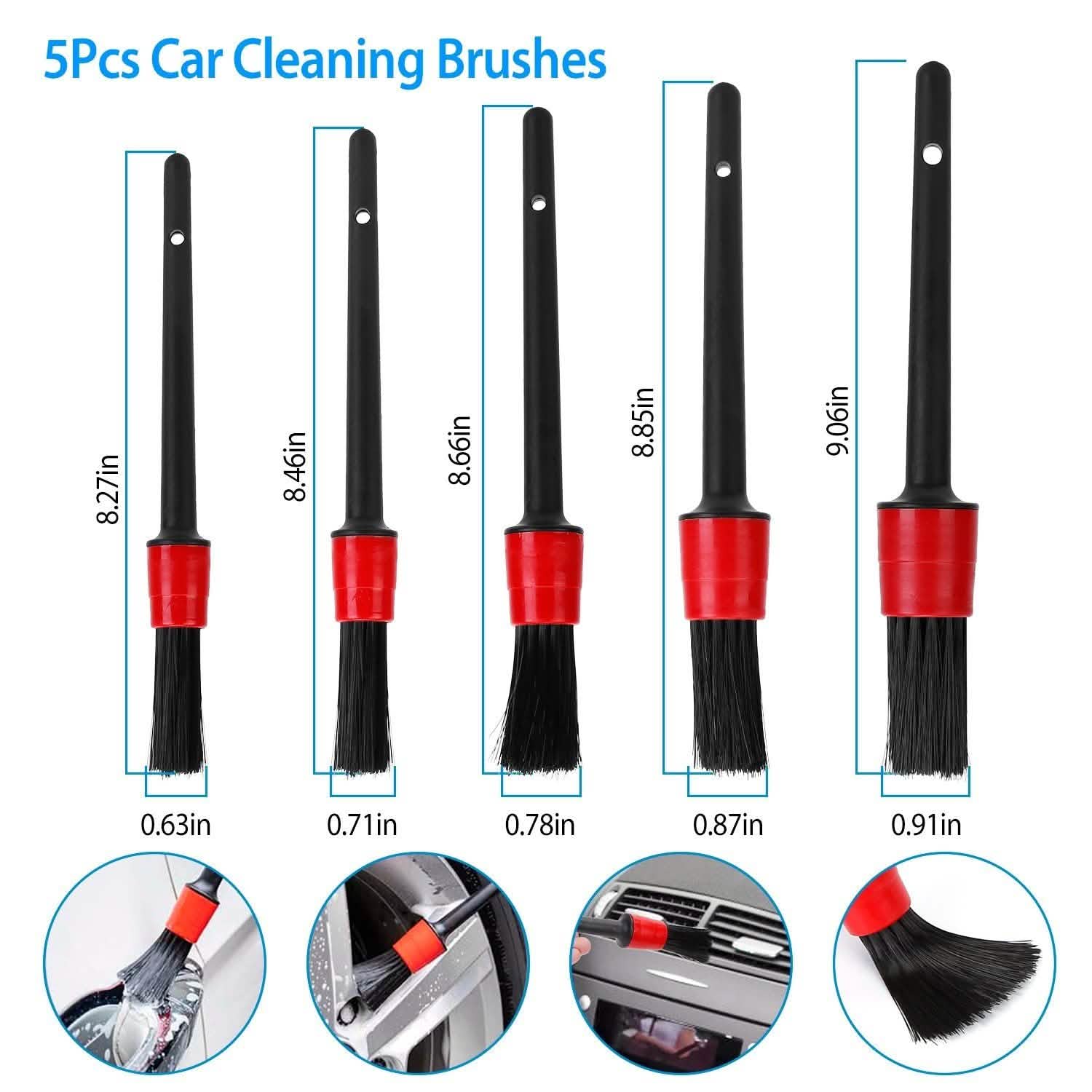 5 pièces : Trousse de brosses pour l'esthétique automobile