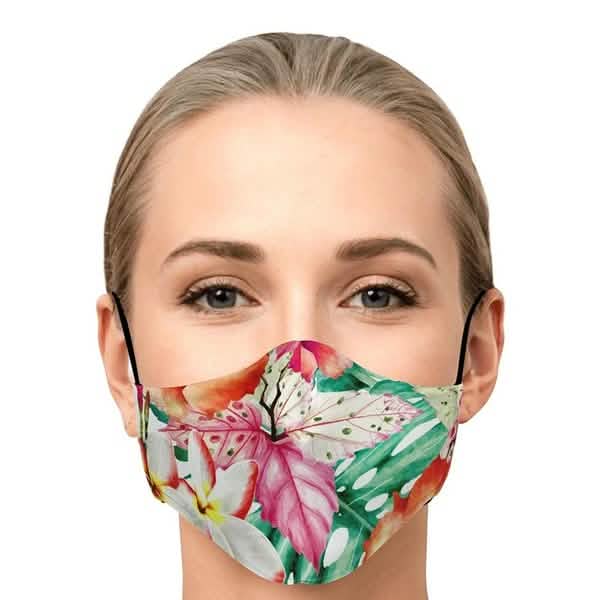 Lot de 5 masques en coton imprimé floral, masques buccaux pour la santé