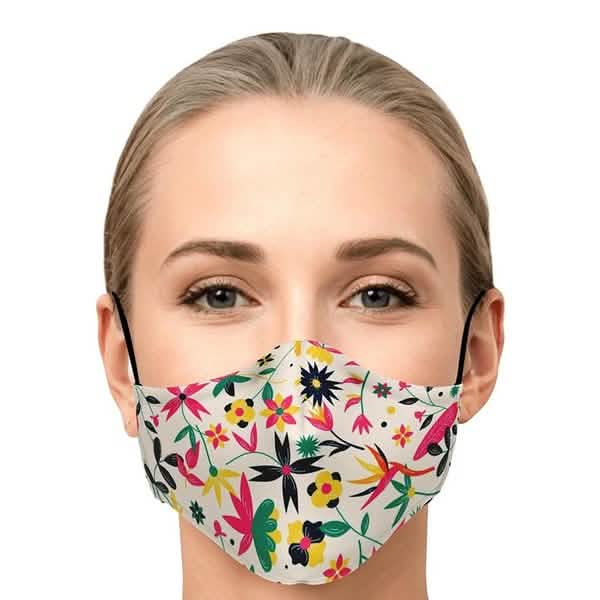 Lot de 5 masques en coton imprimé floral, masques buccaux pour la santé
