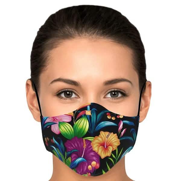 Lot de 5 masques en coton imprimé floral, masques buccaux pour la santé