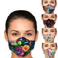 Lot de 5 masques en coton imprimé floral, masques buccaux pour la santé