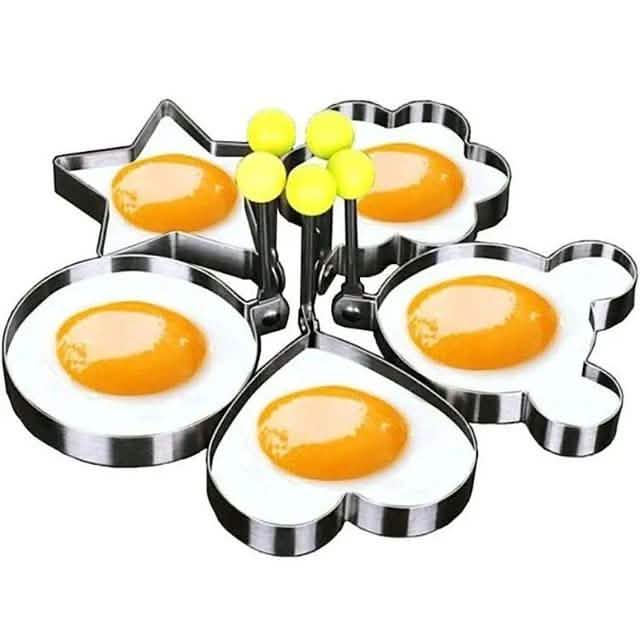 Lot de 5: Moules à œufs au plat et à crêpes en forme