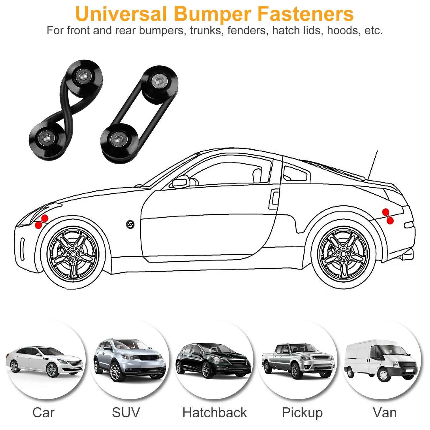 Lot de 5: Attaches rapides pour pare-chocs de voiture
