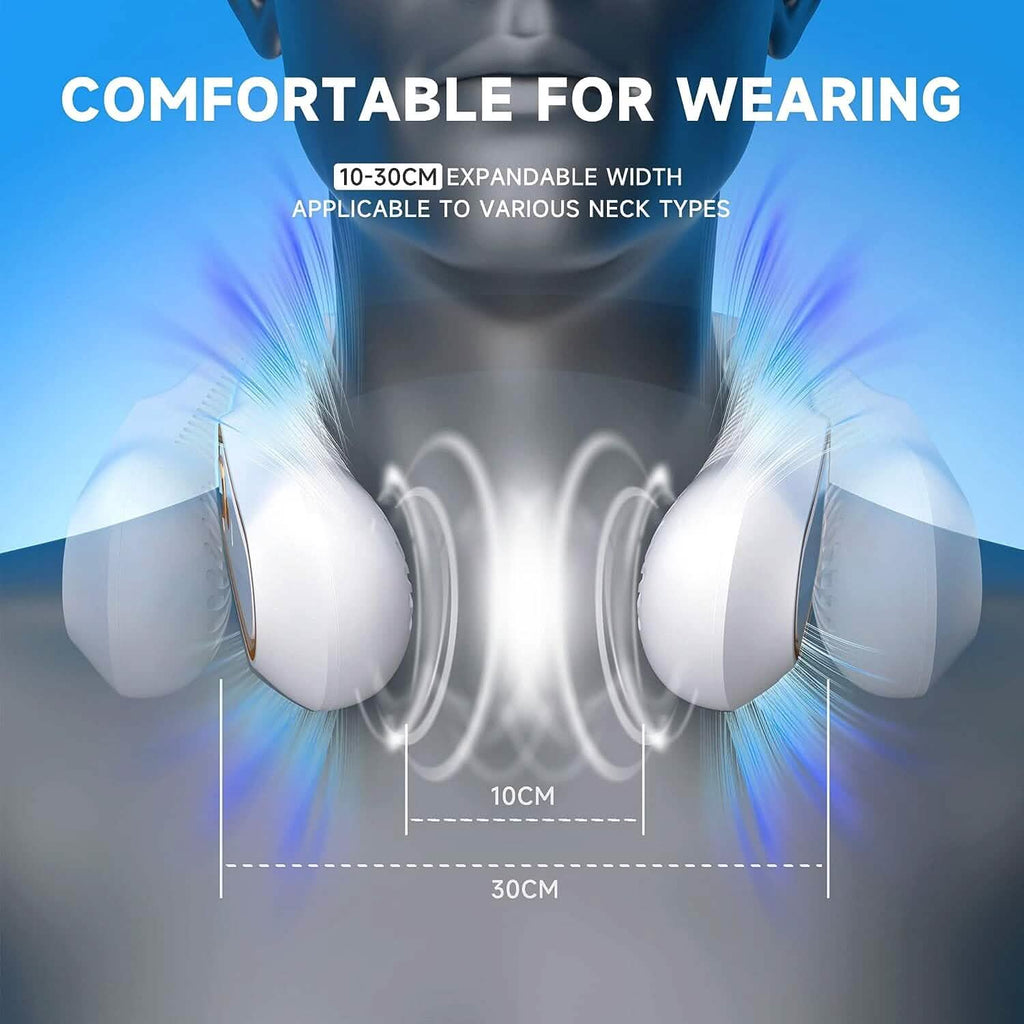 Ventilateur de cou personnel, alimenté par batterie rechargeable USB, 5 vitesses réglables