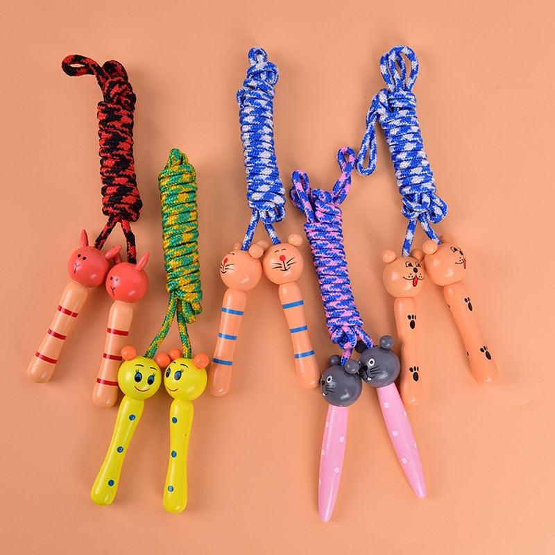 5 styles de cordes à sauter pour enfants, poignée en bois, sport, musculation, fitness, jolies cordes à sauter, poignée en bois, corde à sauter réglable en coton pour garçons et filles
