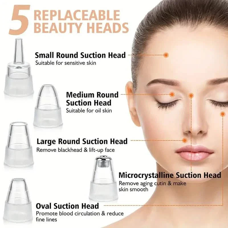 Nettoyant facial à 5 embouts pour points noirs et pores