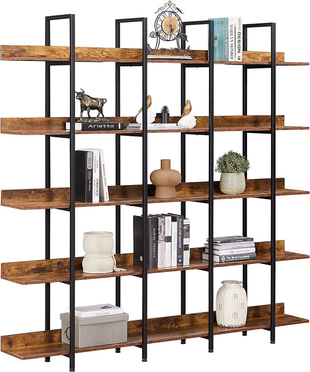 Étagère à 5 niveaux Bibliothèque haute, Étagère de rangement avec cadre en métal