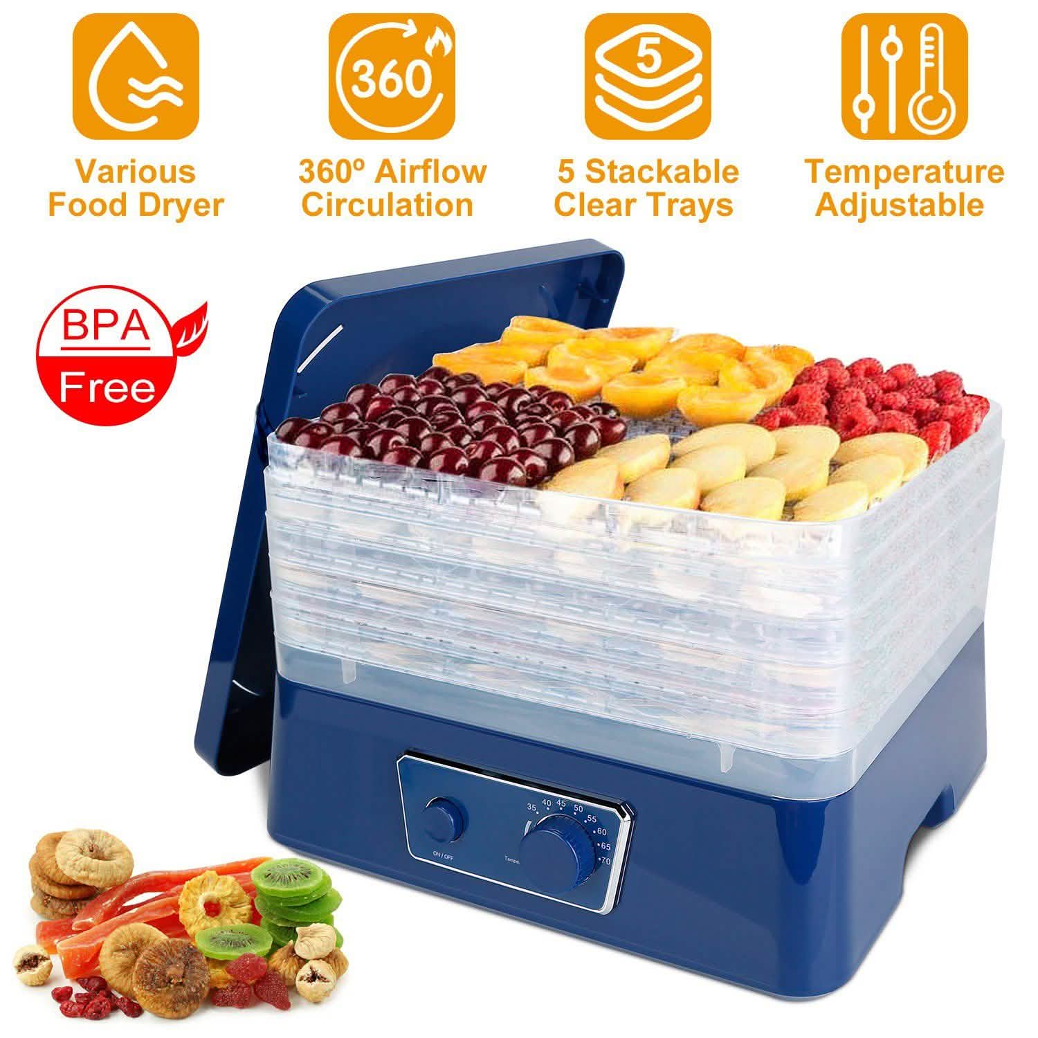 Déshydrateur alimentaire électrique à 5 plateaux