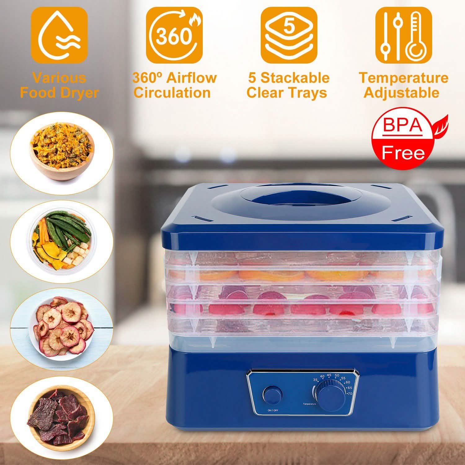 Déshydrateur alimentaire électrique à 5 plateaux