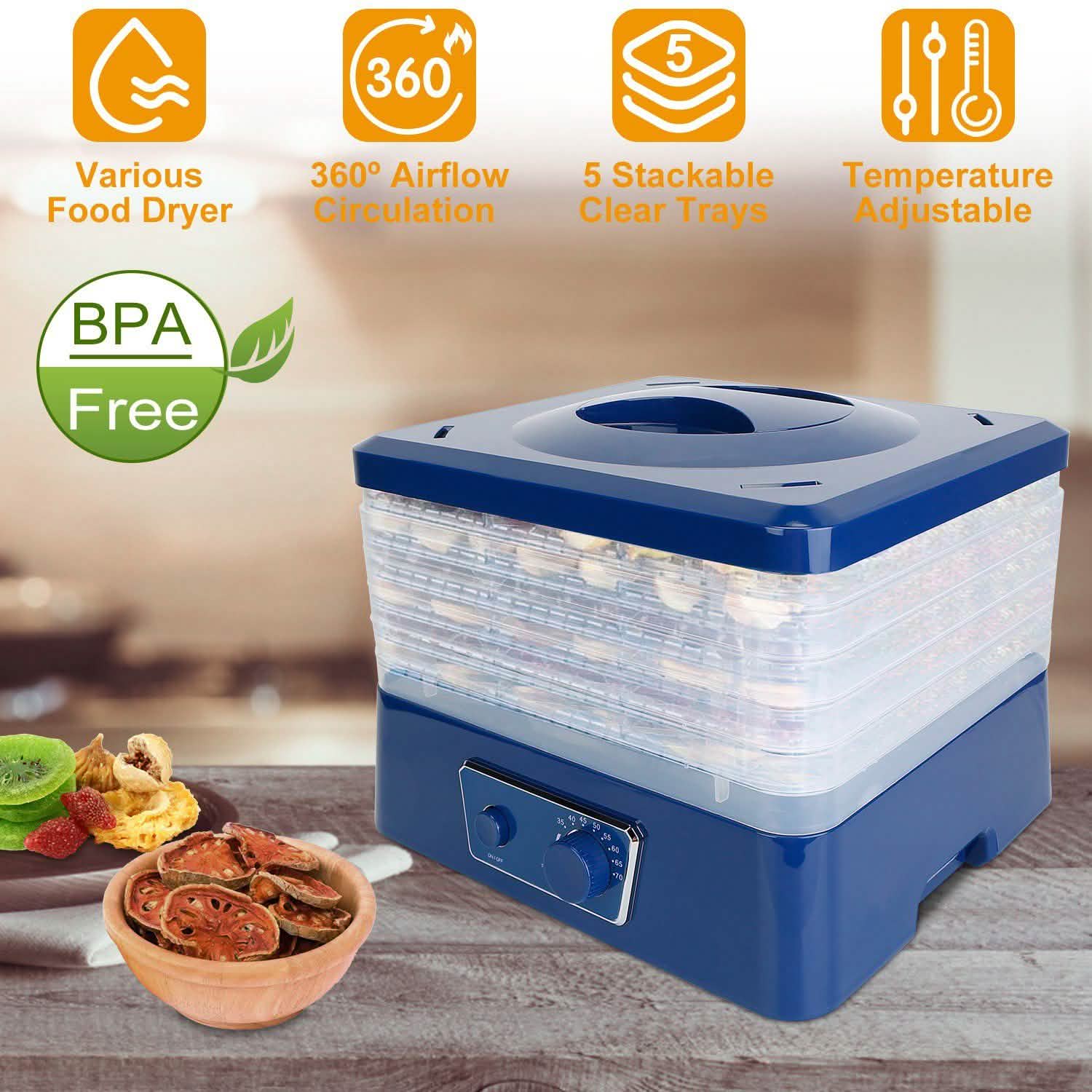 Déshydrateur alimentaire électrique à 5 plateaux