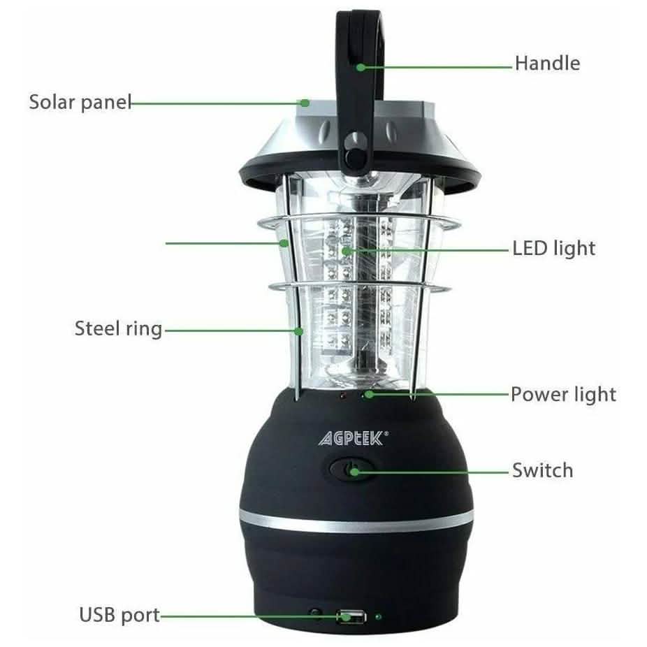 Lanterne Solaire de Camping 36 LED à 5 Modes de Recharge