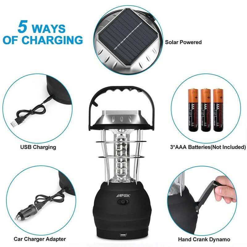 Lanterne Solaire de Camping 36 LED à 5 Modes de Recharge