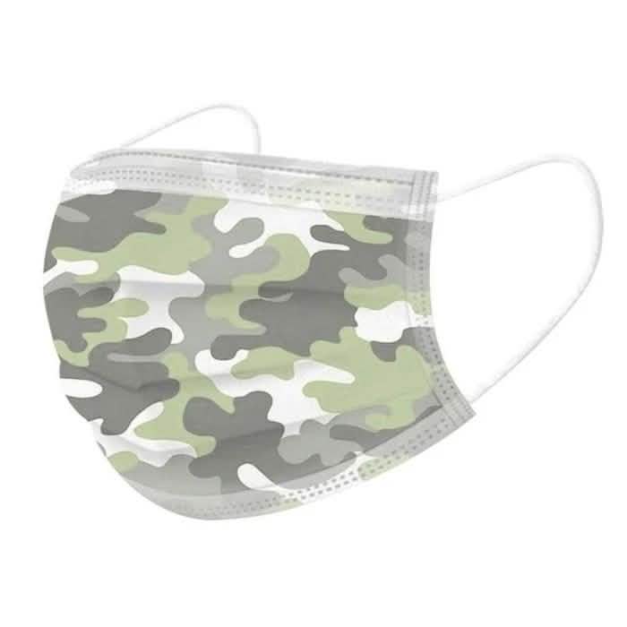 Paquet de 50 : Masque facial jetable camouflage non médical 3 épaisseurs