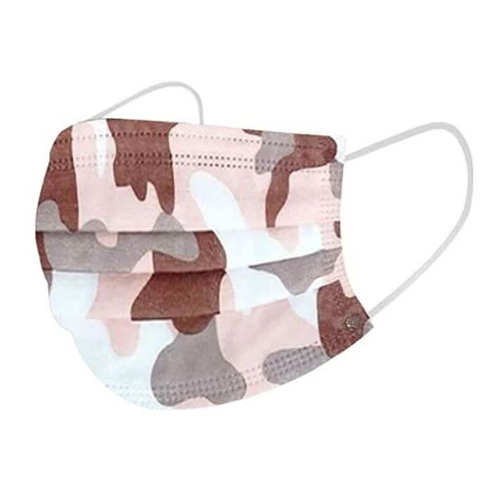 Paquet de 50 : Masque facial jetable camouflage non médical 3 épaisseurs