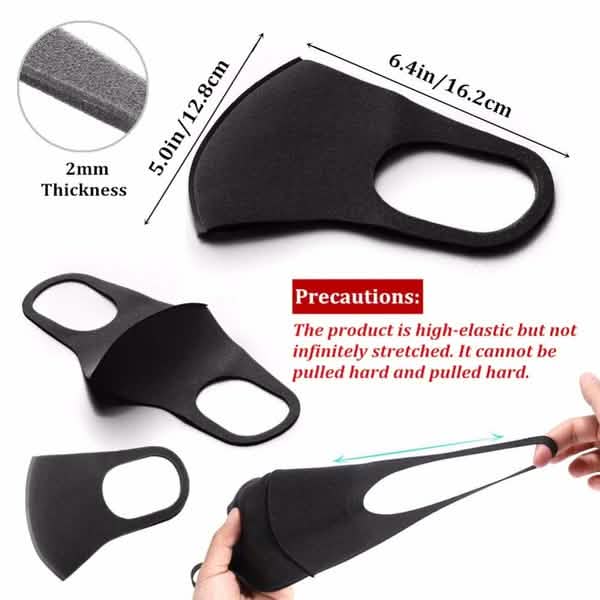 50 masques buccaux réutilisables en éponge double couche, anti-poussière