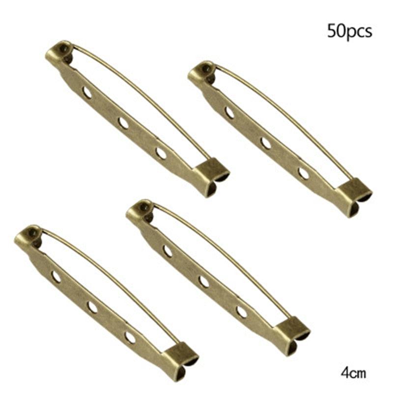 50 Pièces/Lot 15 20 25 30 35 mm 40mm Attache de Broche Épingle de Sûreté Base de Broche Vierge Pour Fabrication de Bijoux Barres à Épingles Dos de Broche Fermoir de Sécurité Épingles de Sûreté Dorées et Argentées