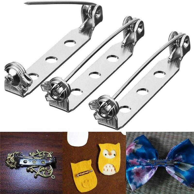 50 Pièces/Lot 15 20 25 30 35 mm 40mm Attache de Broche Épingle de Sûreté Base de Broche Vierge Pour Fabrication de Bijoux Barres à Épingles Dos de Broche Fermoir de Sécurité Épingles de Sûreté Dorées et Argentées