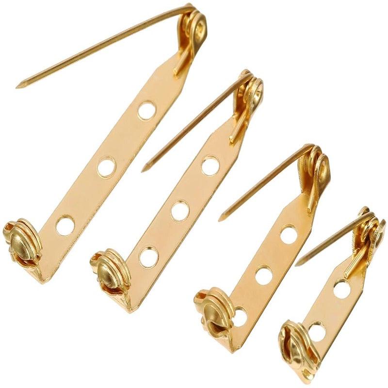 50 Pièces/Lot 15 20 25 30 35 mm 40mm Attache de Broche Épingle de Sûreté Base de Broche Vierge Pour Fabrication de Bijoux Barres à Épingles Dos de Broche Fermoir de Sécurité Épingles de Sûreté Dorées et Argentées