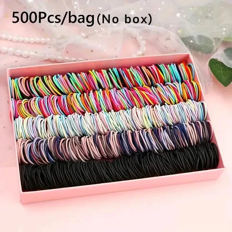 500 pièces : Joli élastique à cheveux en mélange de polyester et d'élasthanne