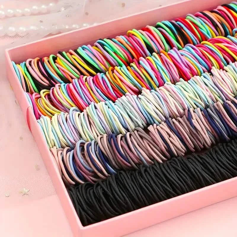 500 pièces : Joli élastique à cheveux en mélange de polyester et d'élasthanne
