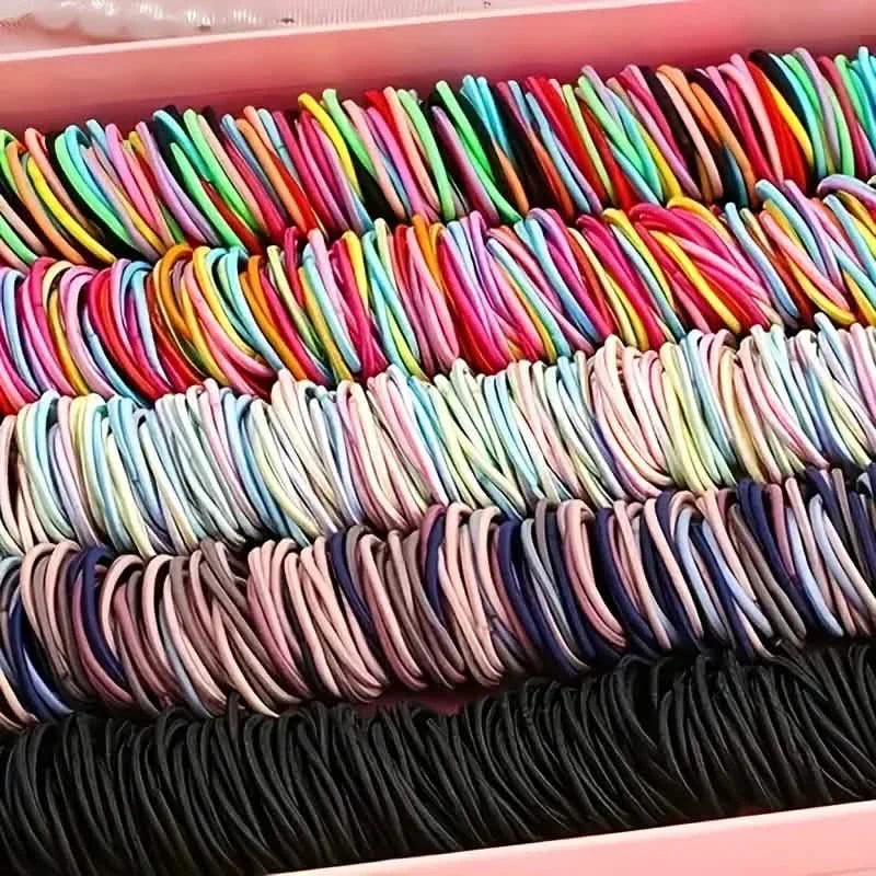 500 pièces : Joli élastique à cheveux en mélange de polyester et d'élasthanne