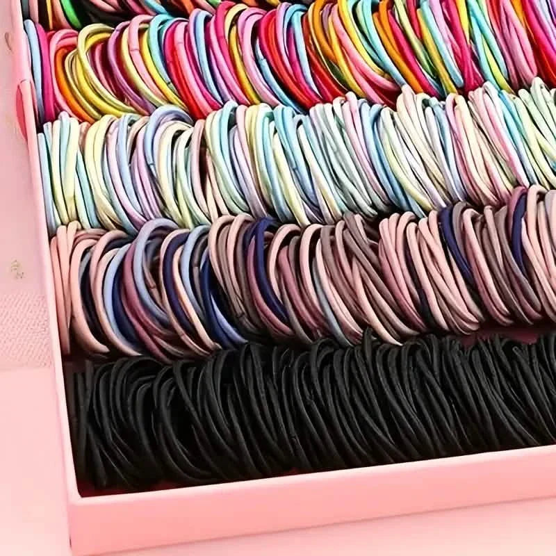 500 pièces : Joli élastique à cheveux en mélange de polyester et d'élasthanne