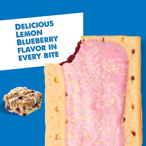 Pâtisseries à toaster Pop-Tarts, aliments pour le petit-déjeuner, collations pour enfants, Pop-Tarts givrés citron-myrtille émiettés, boîte de 382 g (8 Pop-Tarts)