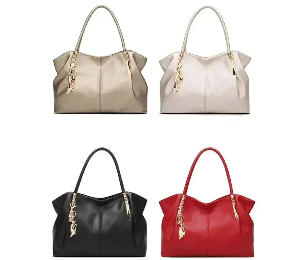 Sac à main de grande capacité et de couleur unie pour femme