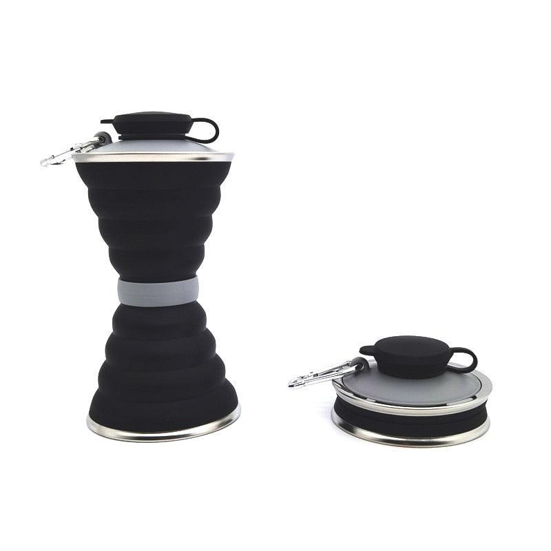 Bouteille d'eau en silicone 500ML Tasse pliable Antifuite Portable Bouteilles d'eau de sport de voyage pour l'extérieur, les voyages, la gym, la randonnée, réutilisable, sans BPA, bouteille d'eau pliable