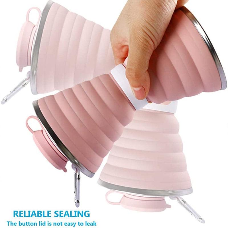 Bouteille d'eau en silicone 500ML Tasse pliable Antifuite Portable Bouteilles d'eau de sport de voyage pour l'extérieur, les voyages, la gym, la randonnée, réutilisable, sans BPA, bouteille d'eau pliable