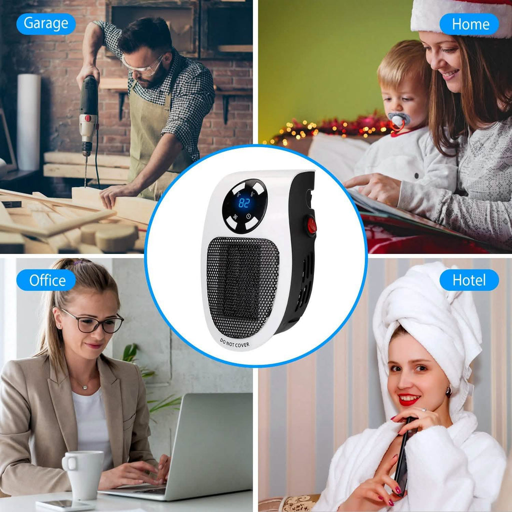 Radiateur soufflant portable 500 W à brancher sur prise murale avec télécommande